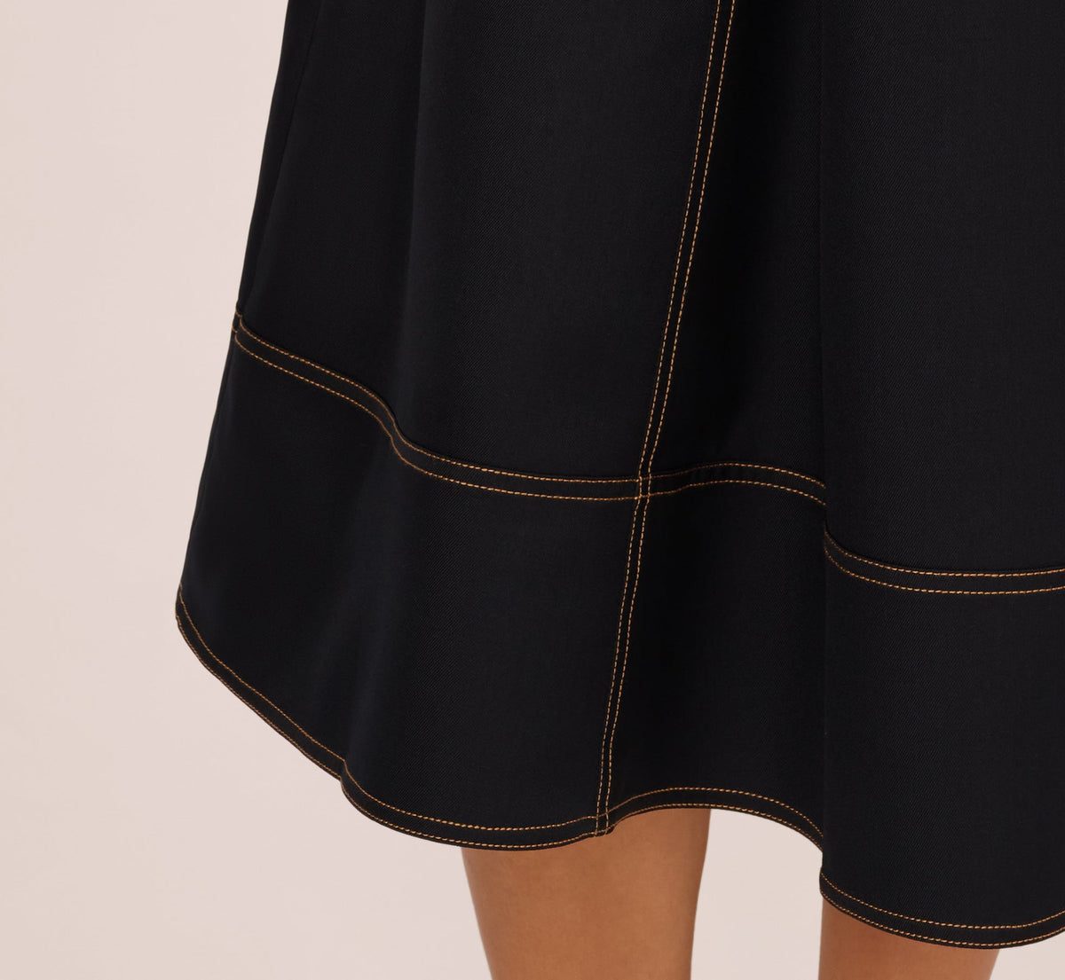 Contrast Stitching Drawstring Midi Skirt - Navy Khaki | Adrianna Papell