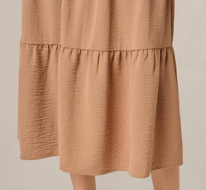 Tiered Drawstring Airflow Midi Skirt - Sinopia Fresco | Adrianna Papell