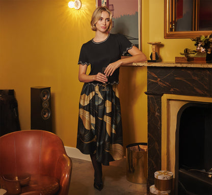 Gathered A Line Midi Skirt - Wavy Geo | Adrianna Papell