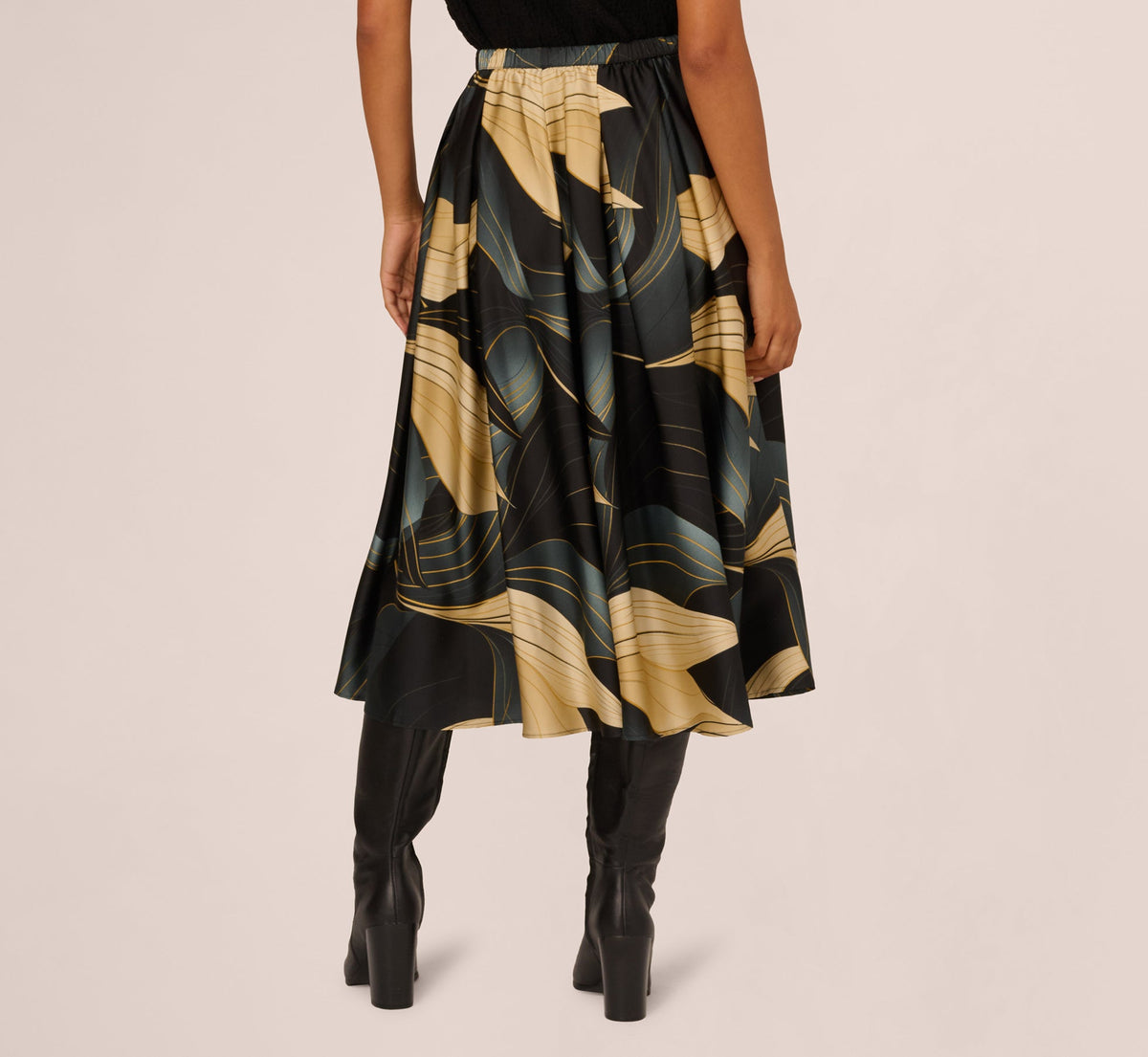 Gathered A Line Midi Skirt - Wavy Geo | Adrianna Papell