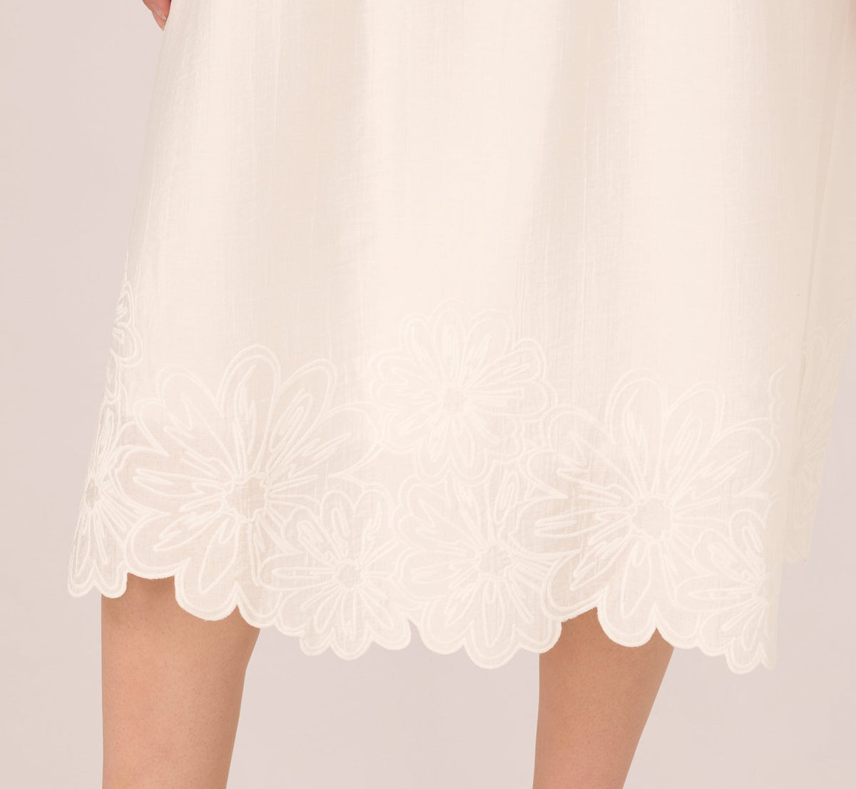 Floral Embroidered Hem Midi Skirt - Ivory | Adrianna Papell