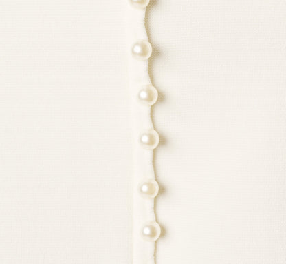 Puff Sleeve Pearly Trim Collared Sweater - Meringue | Adrianna Papell