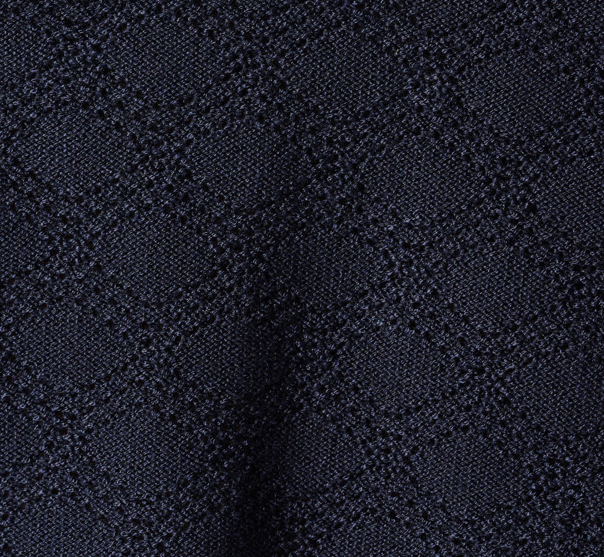 Short Sleeve Open Pointelle Knit Tipped Polo Top - Navy Ivory | Adrianna Papell