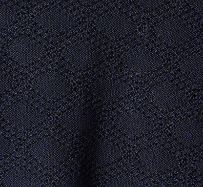 Short Sleeve Open Pointelle Knit Tipped Polo Top - Navy Ivory | Adrianna Papell
