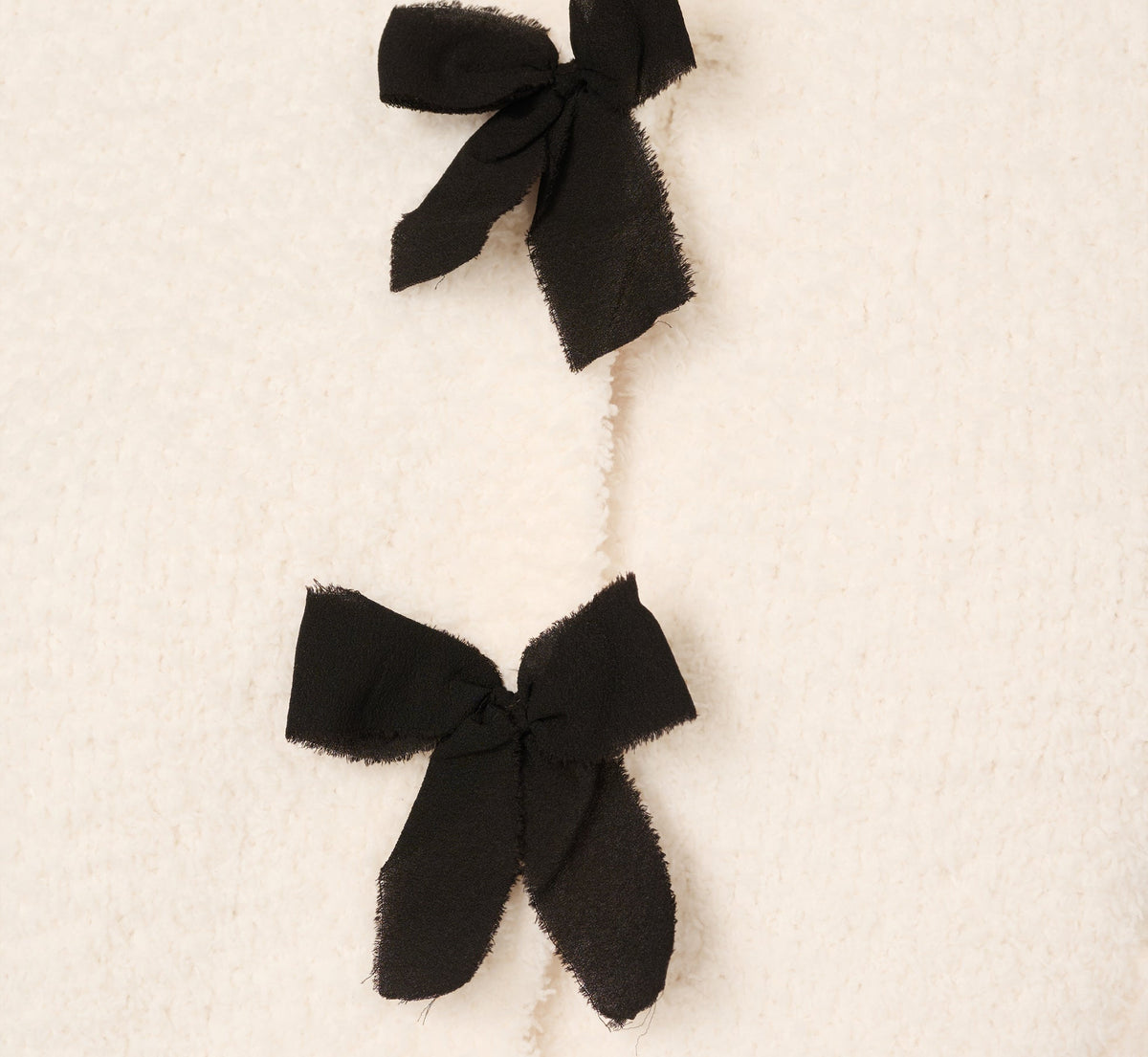 Chenille Boucle Bow Cardigan - Ivory Black | Adrianna Papell