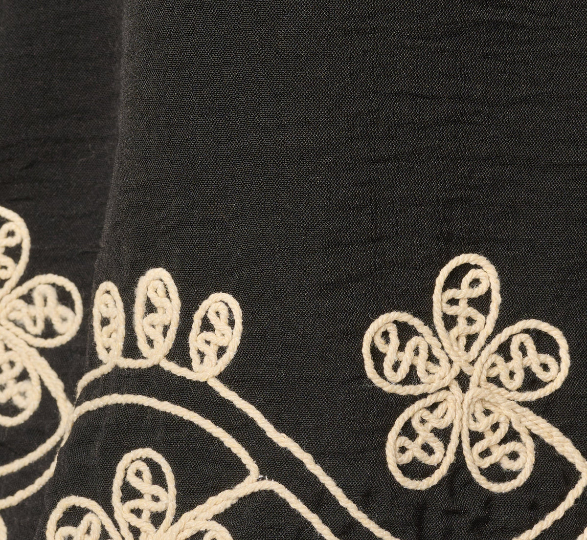 Short Sleeve Scalloped Floral Embroidery Blouse - Black Ivory | Adrianna Papell