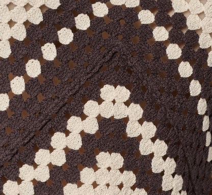 Open Crochet Knit Tank Top - Chocolate Cream | Adrianna Papell