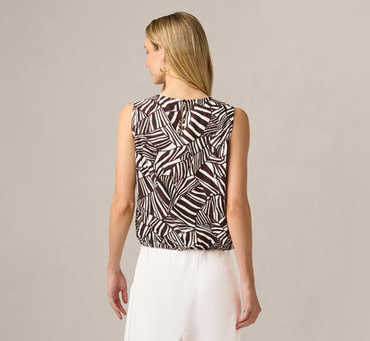 Bubble Hem Tank Top - Chocolate Patchwork Stripe | Adrianna Papell