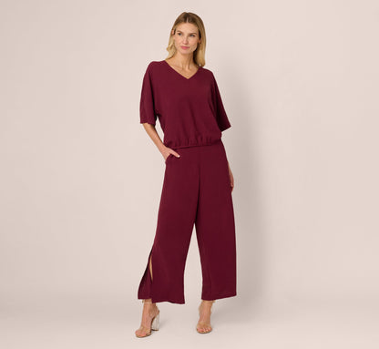 Short Sleeve Top And Wide Leg Pant Airflow Set - Fig | Adrianna Papell