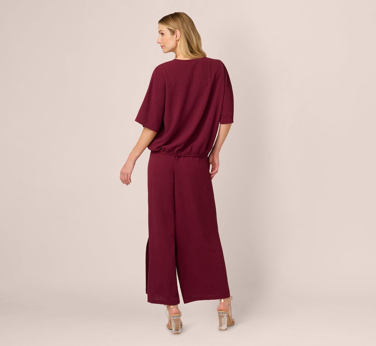 Short Sleeve Top And Wide Leg Pant Airflow Set - Fig | Adrianna Papell