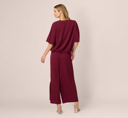Short Sleeve Top And Wide Leg Pant Airflow Set - Fig | Adrianna Papell