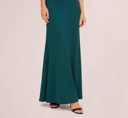 One Shoulder Ruffle Mermaid Gown - Hunter | Adrianna Papell