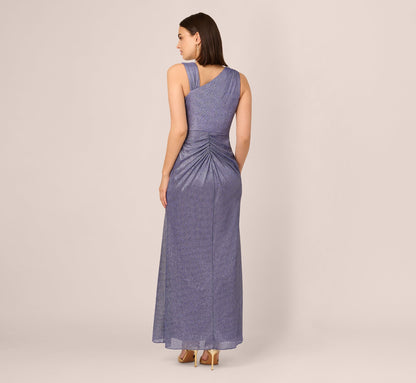 Draped Metallic Foil Long Dress - Peri Cruise | Adrianna Papell