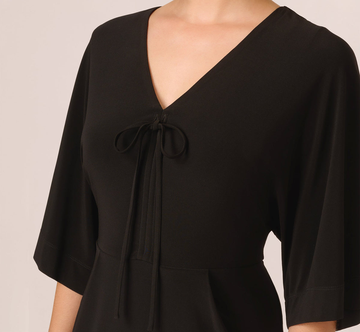 Jersey Midi Dress With Dolman Short Sleeves - Black | Adrianna Papell