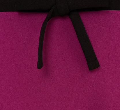 Sleeveless Contrast Tipped Short Crepe Dress - Plum Berry | Adrianna Papell