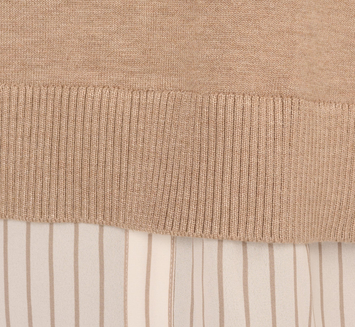 Long Sleeve Collared Printed Twover Sweater - H. Oatmeal W  Staple Stripe | Adrianna Papell