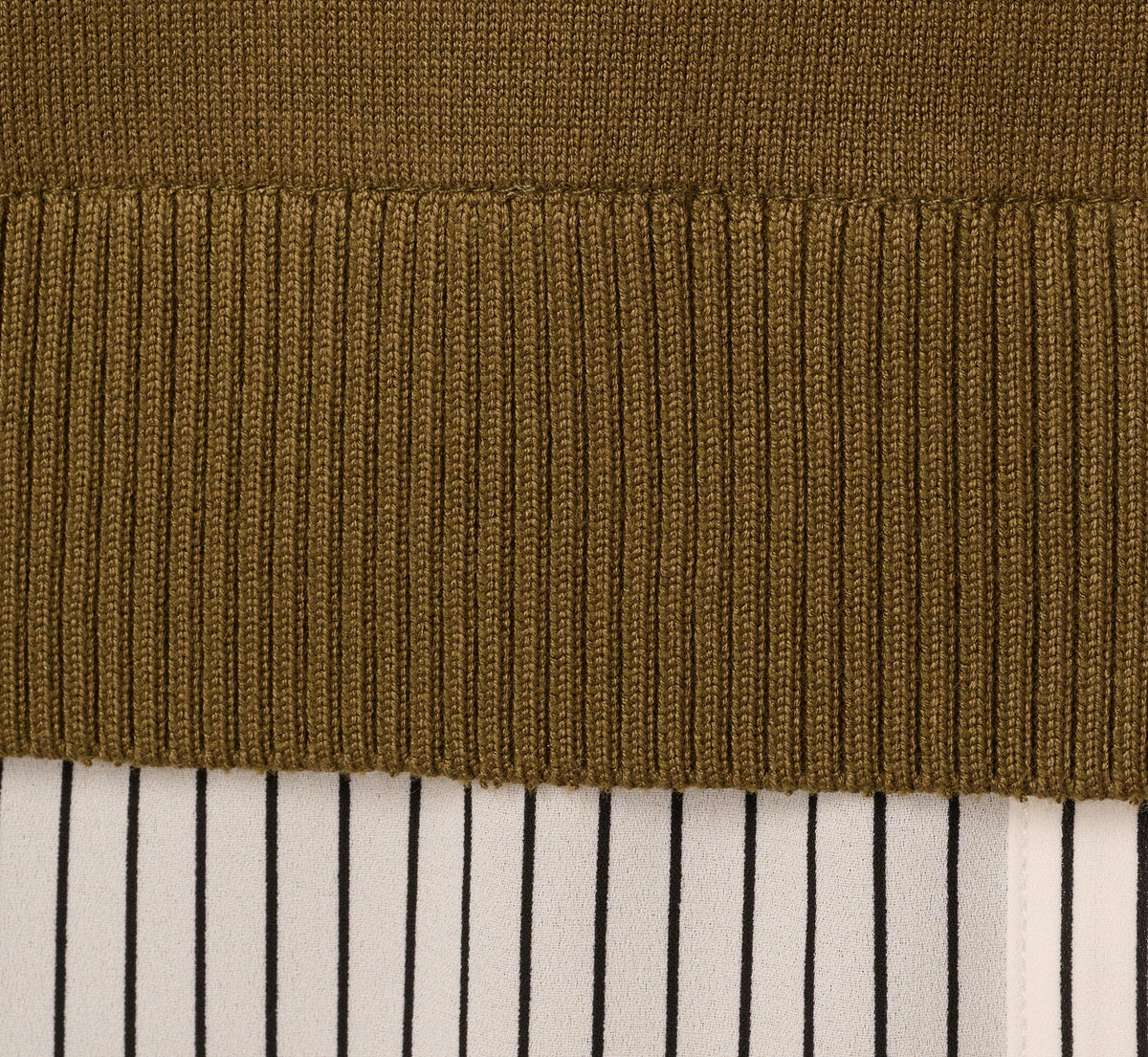 Long Sleeve Collared Printed Twover Sweater - Oak Olive W Iv Blministripe | Adrianna Papell
