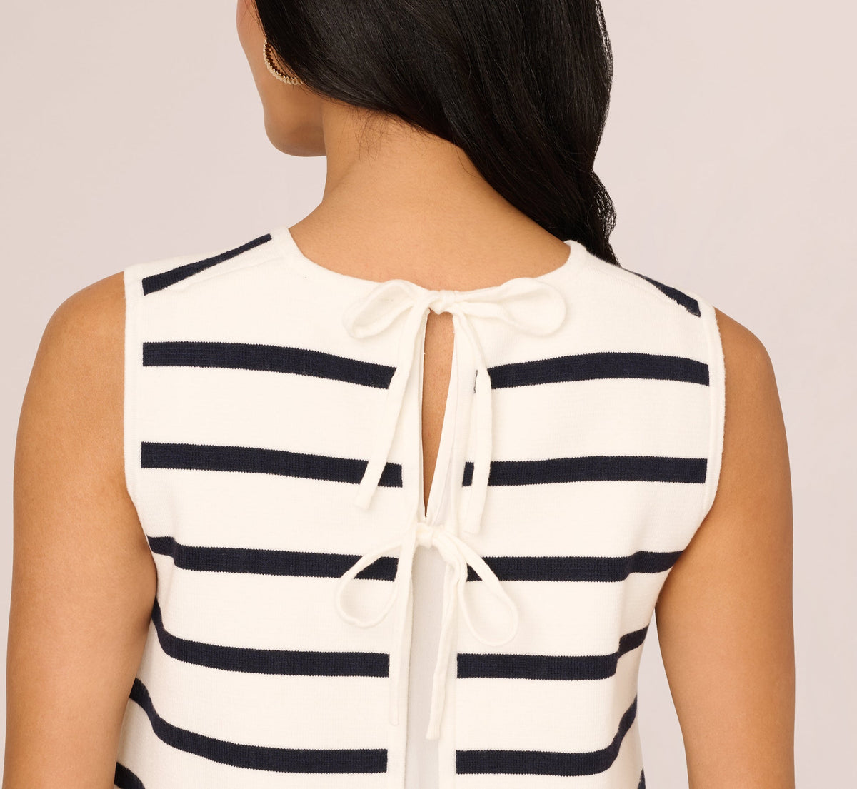 Tie Back Twofer Tank Sweater - Ivory Navy W  Ivory | Adrianna Papell