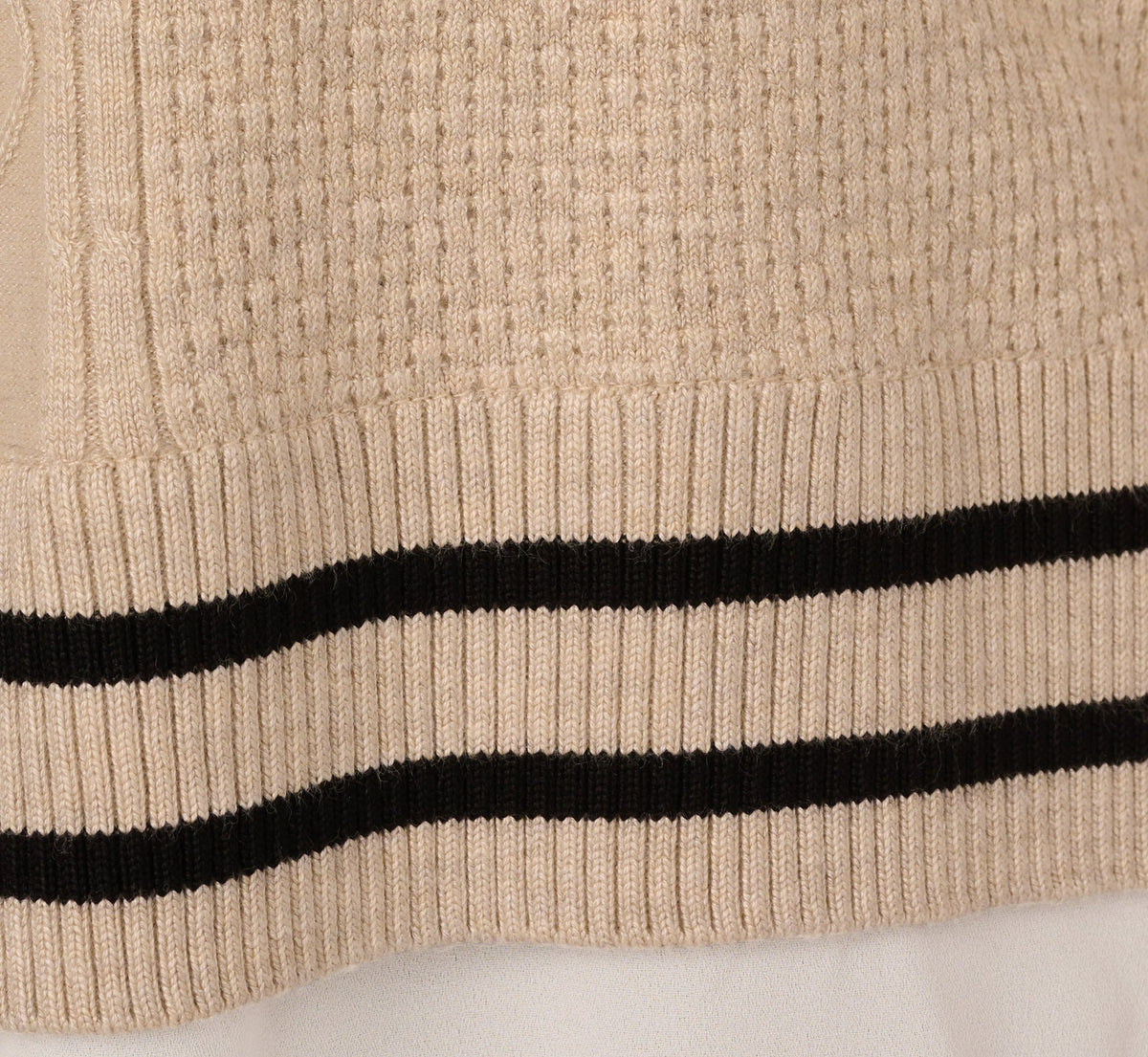 Long Sleeve Tie Neck Sweater Vest Twofer Top - Neutral Black | Adrianna Papell