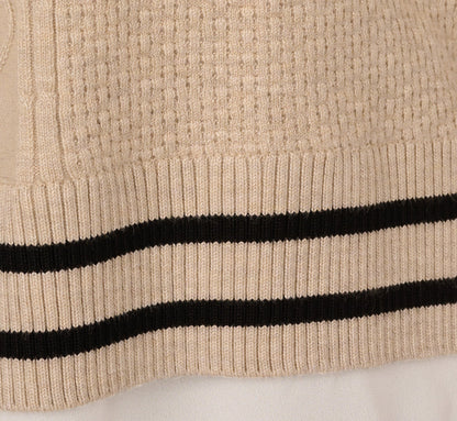 Long Sleeve Tie Neck Sweater Vest Twofer Top - Neutral Black | Adrianna Papell