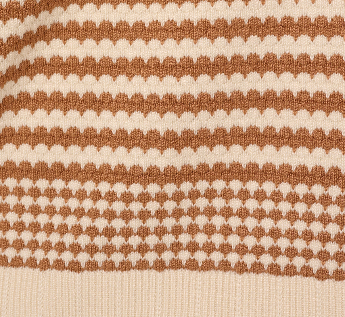Three Quarter Sleeve Stripe Knit Sweater Top - Cream Camel | Adrianna Papell