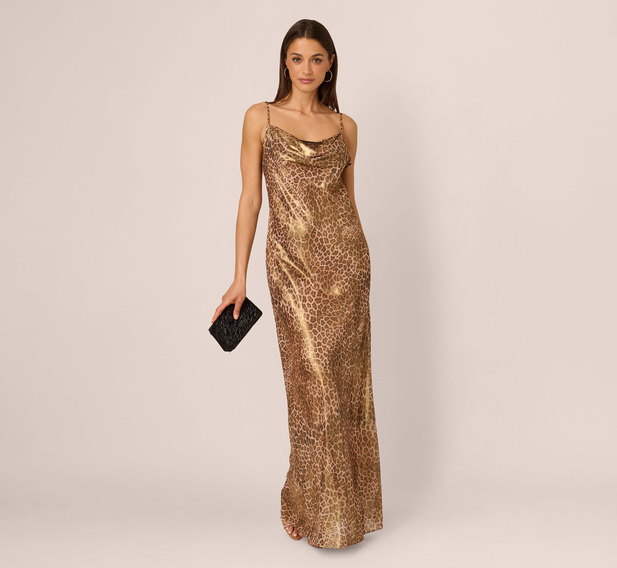 Foiled Animal Print Slip Dress - Brown Multi | Adrianna Papell