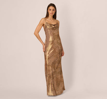 Foiled Animal Print Slip Dress - Brown Multi | Adrianna Papell