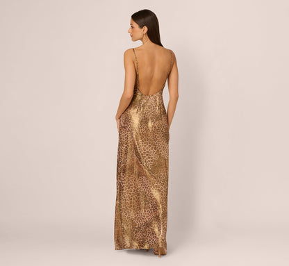 Foiled Animal Print Slip Dress - Brown Multi | Adrianna Papell